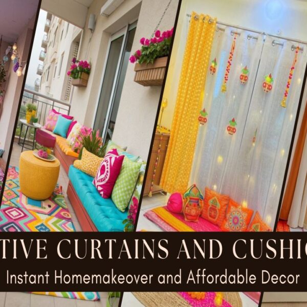 festive curtains and cushions